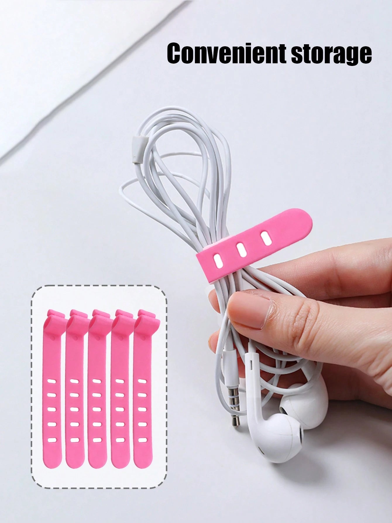 5/10pcs Silicone Cable Ties, Reusable For Earphones, Phone Chargers, Mice, Audio Devices, Computers, Suitable For Home, Office, Kitchen, School (6 Color Options)