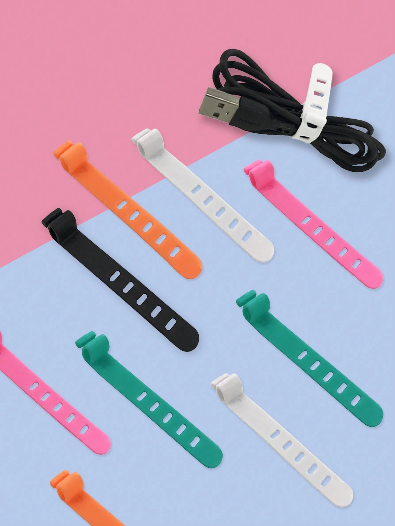 5/10pcs Silicone Cable Ties, Reusable For Earphones, Phone Chargers, Mice, Audio Devices, Computers, Suitable For Home, Office, Kitchen, School (6 Color Options)