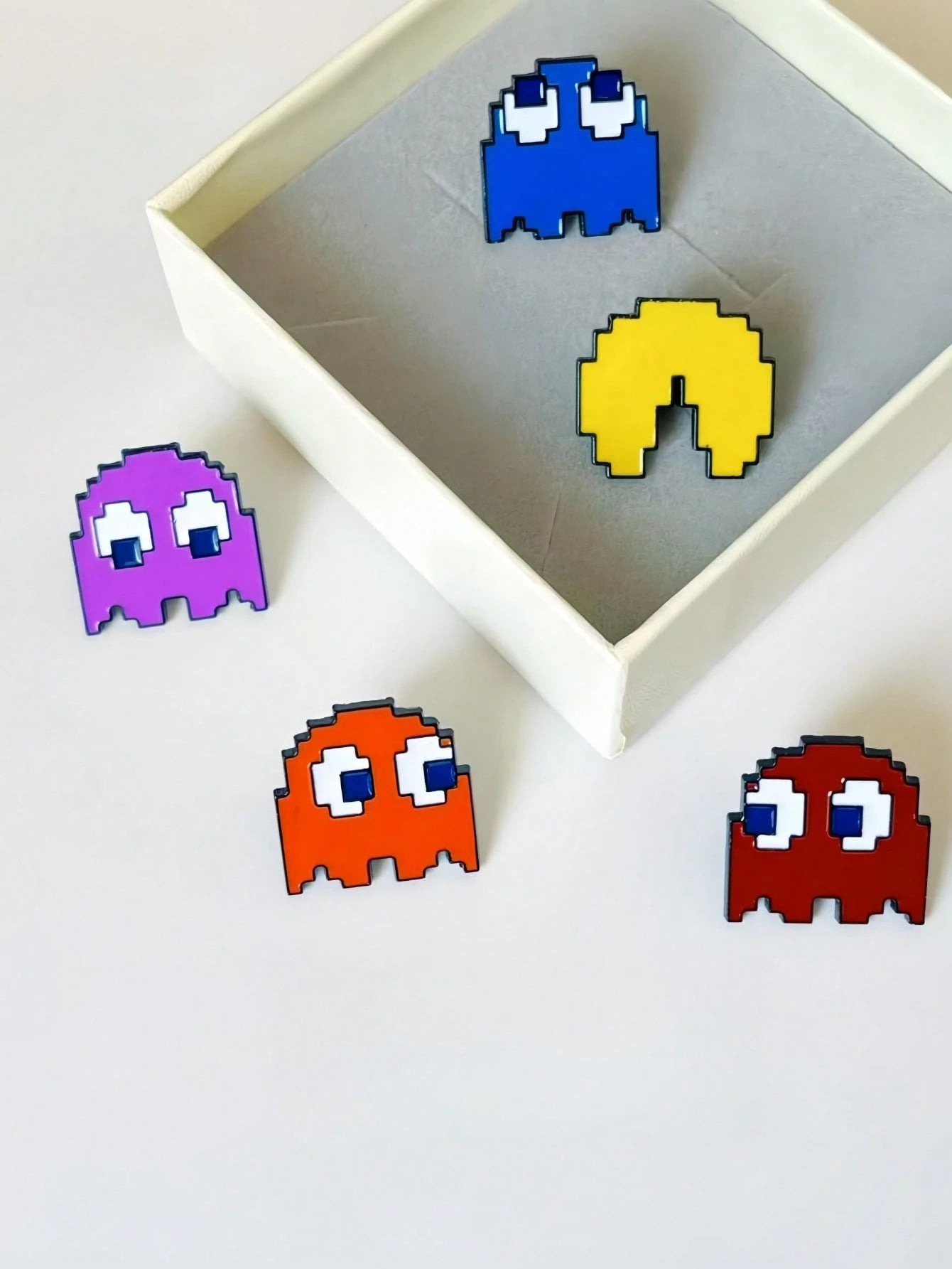 5 Creative Video Game Pixel Pac Man, Cute Alloy Brooch Combination, Clothing Decoration Badge, Bag Decoration Badge, Universal For All Seasons