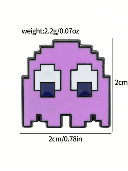 5 Creative Video Game Pixel Pac Man, Cute Alloy Brooch Combination, Clothing Decoration Badge, Bag Decoration Badge, Universal For All Seasons
