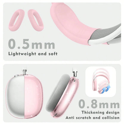 [5 In 1] Clear Glitter Case Compatible With AirPods Max,Soft TPU Case Cover, Shockproof Anti-Scratch Protective Cover No-Yellowing Transparent Accessories Compatible With AirPod Max Headphone