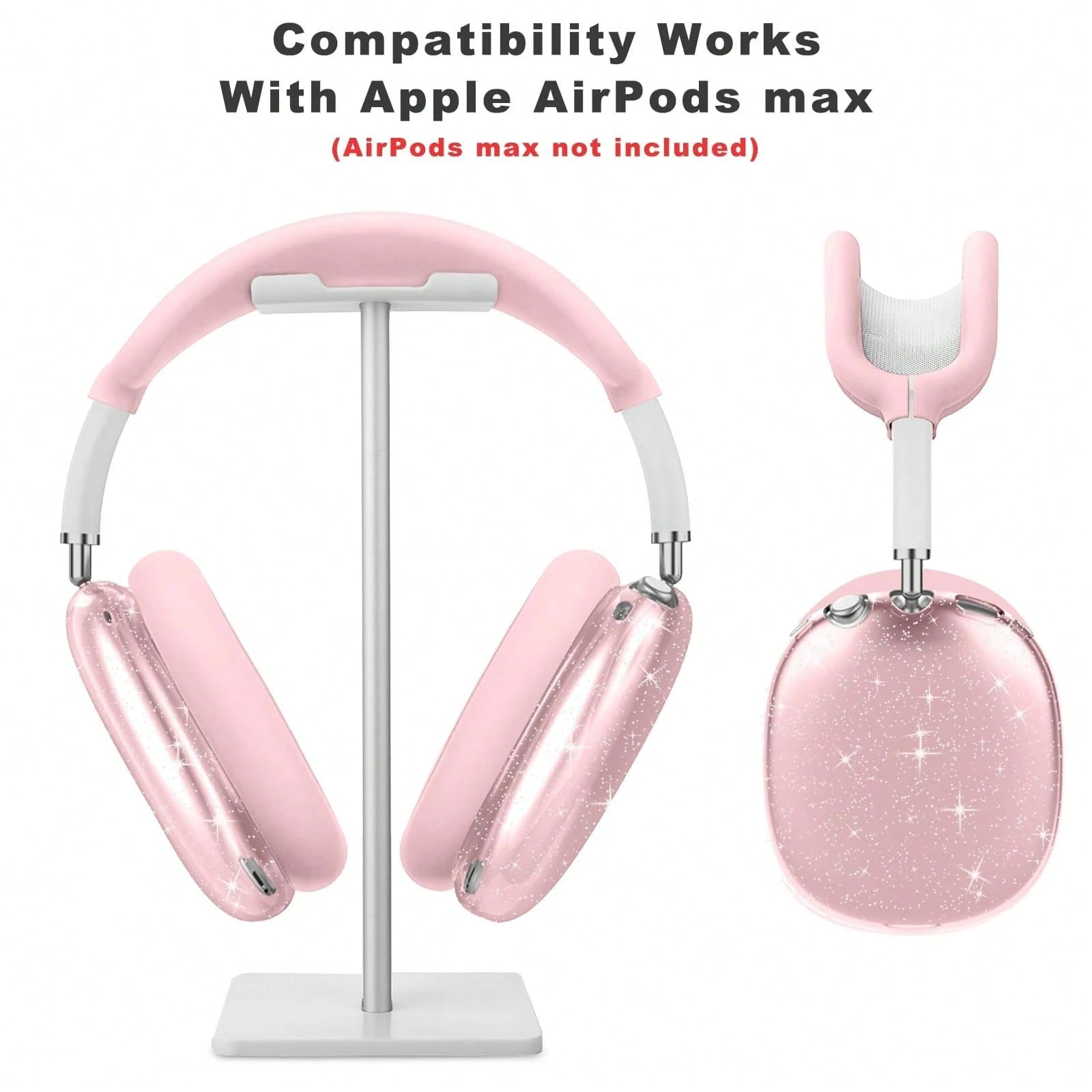 [5 In 1] Clear Glitter Case Compatible With AirPods Max,Soft TPU Case Cover, Shockproof Anti-Scratch Protective Cover No-Yellowing Transparent Accessories Compatible With AirPod Max Headphone