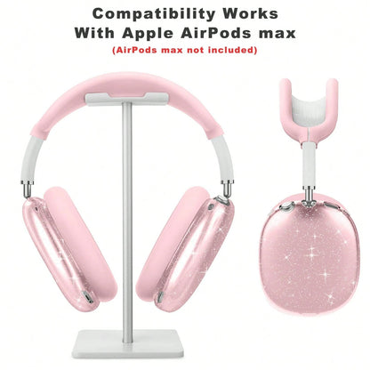 [5 In 1] Clear Glitter Case Compatible With AirPods Max,Soft TPU Case Cover, Shockproof Anti-Scratch Protective Cover No-Yellowing Transparent Accessories Compatible With AirPod Max Headphone