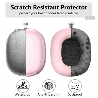 [5 In 1] Clear Glitter Case Compatible With AirPods Max,Soft TPU Case Cover, Shockproof Anti-Scratch Protective Cover No-Yellowing Transparent Accessories Compatible With AirPod Max Headphone
