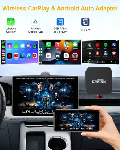 5 In 1 Wireless CarPlay Adapter With, 2025 New Apple CarPlay And Android Auto Wireless Adapter Magic CarPlay Ai Box Streaming Video For IPhone/Android And Cars After 2015 Car
