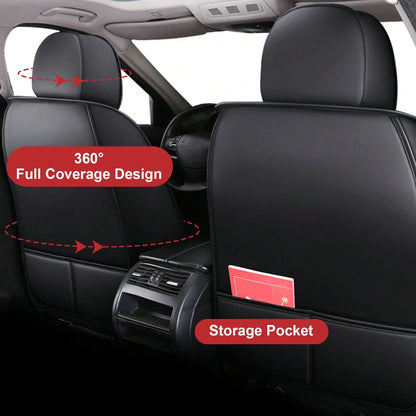 5 Seat Car Seat Cover Set Universal Full Set Car Seat Cushions Protector Deluxe PU Leather Waterproof Wear-Resistant Breathable Easy Installation Airbag Compatible Automotive Interior Covers Four Seas
