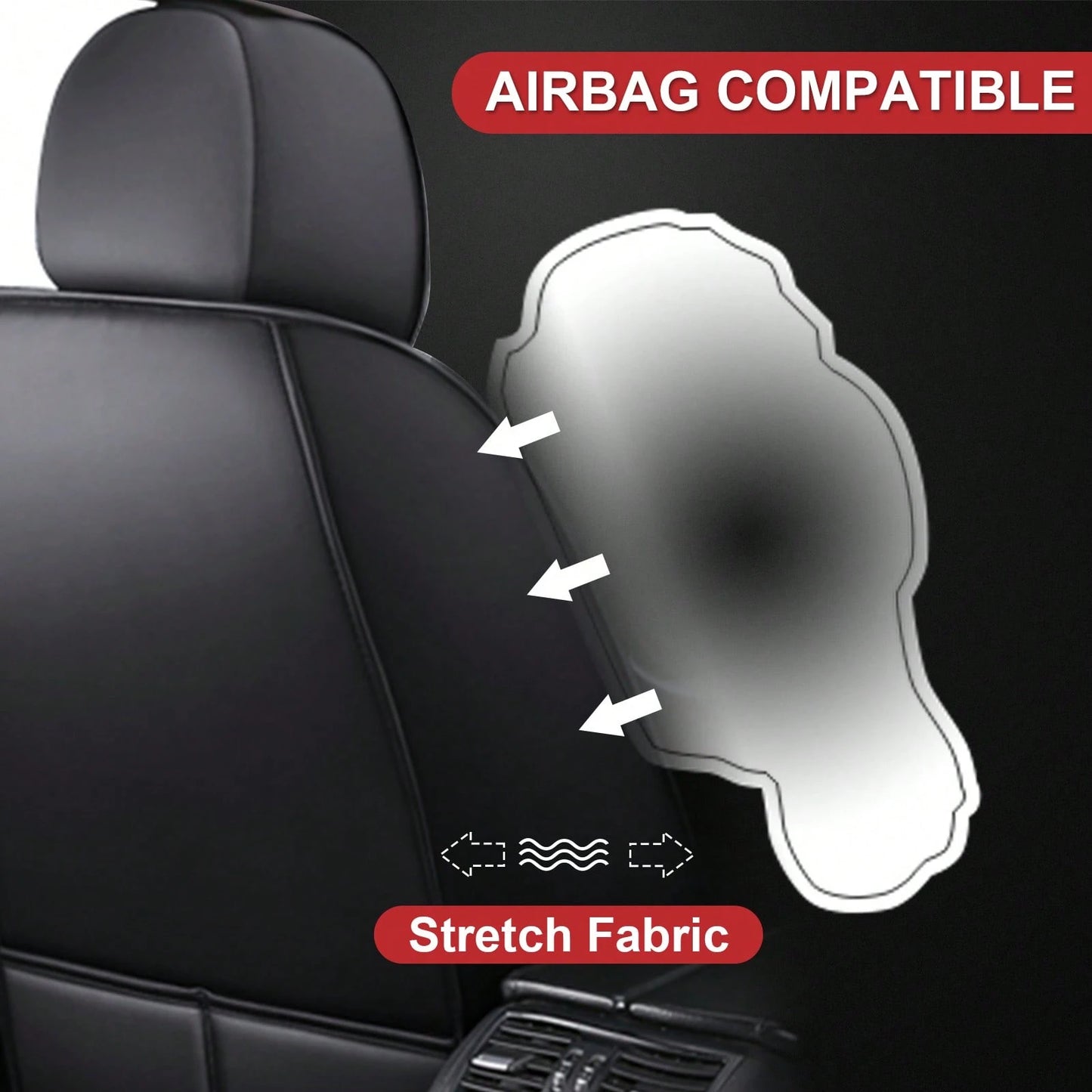 5 Seat Car Seat Cover Set Universal Full Set Car Seat Cushions Protector Deluxe PU Leather Waterproof Wear-Resistant Breathable Easy Installation Airbag Compatible Automotive Interior Covers Four Seas