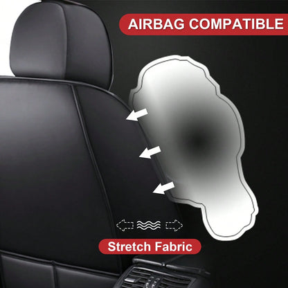 5 Seat Car Seat Cover Set Universal Full Set Car Seat Cushions Protector Deluxe PU Leather Waterproof Wear-Resistant Breathable Easy Installation Airbag Compatible Automotive Interior Covers Four Seas