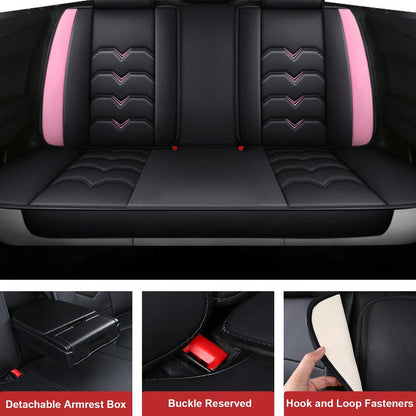 5 Seat Car Seat Cover Set Universal Full Set Car Seat Cushions Protector Deluxe PU Leather Waterproof Wear-Resistant Breathable Easy Installation Airbag Compatible Automotive Interior Covers Four Seas