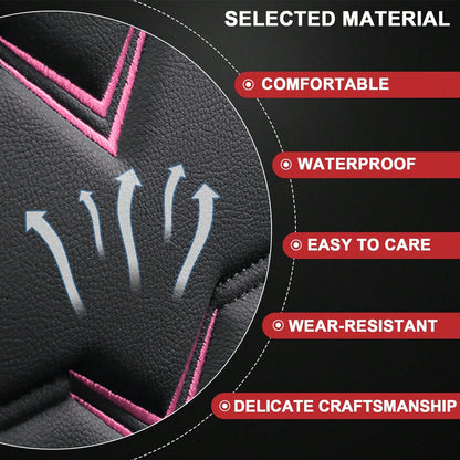 5 Seat Car Seat Cover Set Universal Full Set Car Seat Cushions Protector Deluxe PU Leather Waterproof Wear-Resistant Breathable Easy Installation Airbag Compatible Automotive Interior Covers Four Seas