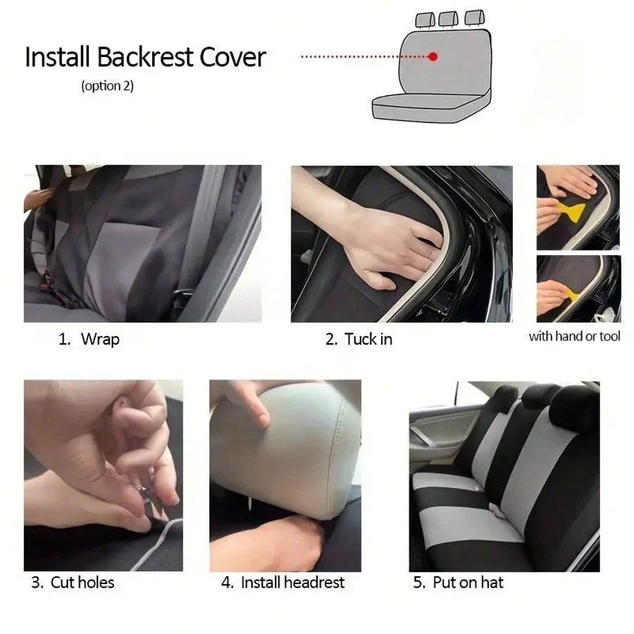 5-Seat Full-Coverage Car Seat Covers, Car Seat Cushions, Wear-Resistant, Protective Of Original Car Seats, Dustproof, All-Season, Suitable For Most 5-Seat Models On The Market.
