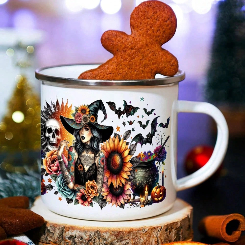 5 Sheets Witch Floral UV DTF Stickers Plastic Self-Adhesive Labels Transfer Sticker Decal DIY Water Bottle Glass For 16 Oz Tumbler Cups Decoration