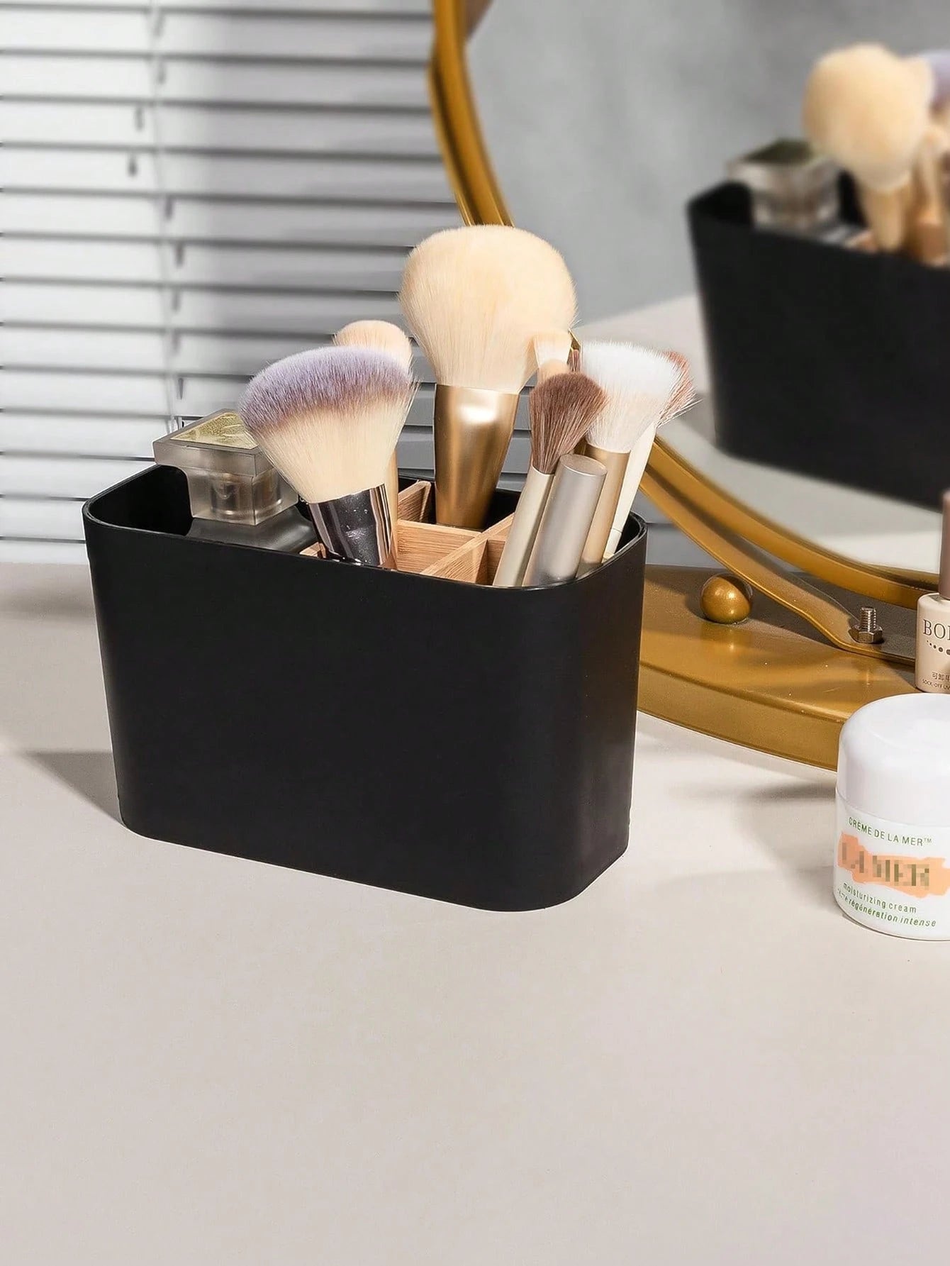 5-Slot Bathroom Toothbrush Holder With Bamboo Divider, Electric Toothbrush Stand, Toothbrush And Toothpaste Storage Organizer For Countertop