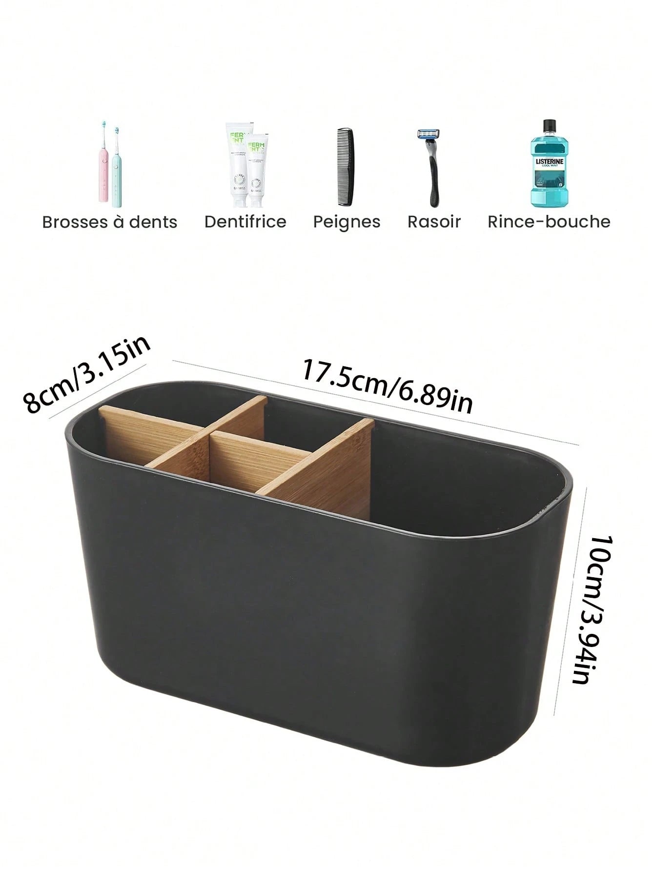 5-Slot Bathroom Toothbrush Holder With Bamboo Divider, Electric Toothbrush Stand, Toothbrush And Toothpaste Storage Organizer For Countertop
