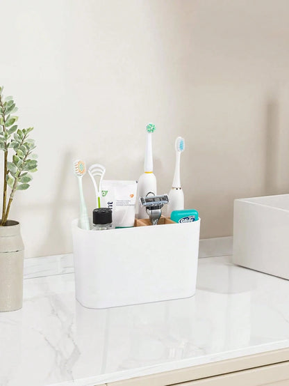 5-Slot Bathroom Toothbrush Holder With Bamboo Divider, Electric Toothbrush Stand, Toothbrush And Toothpaste Storage Organizer For Countertop