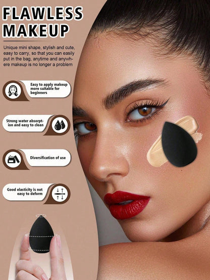 50/40/30/20/10/5pcs Makeup Kit, Including: 10 Pieces Of Liquid Makeup Sponge+10 Pieces Of Mini Liquid Makeup Sponge+10 Pieces Of Triangular Powder Puff For Loose Powder And Makeup Set+10 Pieces Of Air