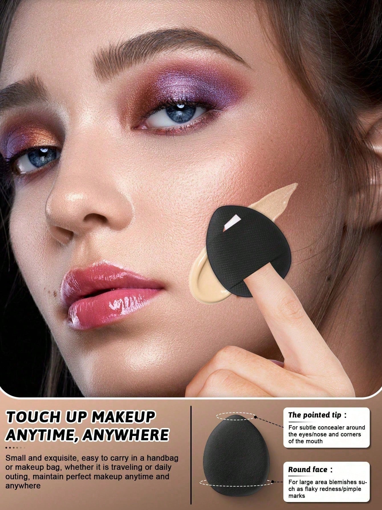 50/40/30/20/10/5pcs Makeup Kit, Including: 10 Pieces Of Liquid Makeup Sponge+10 Pieces Of Mini Liquid Makeup Sponge+10 Pieces Of Triangular Powder Puff For Loose Powder And Makeup Set+10 Pieces Of Air