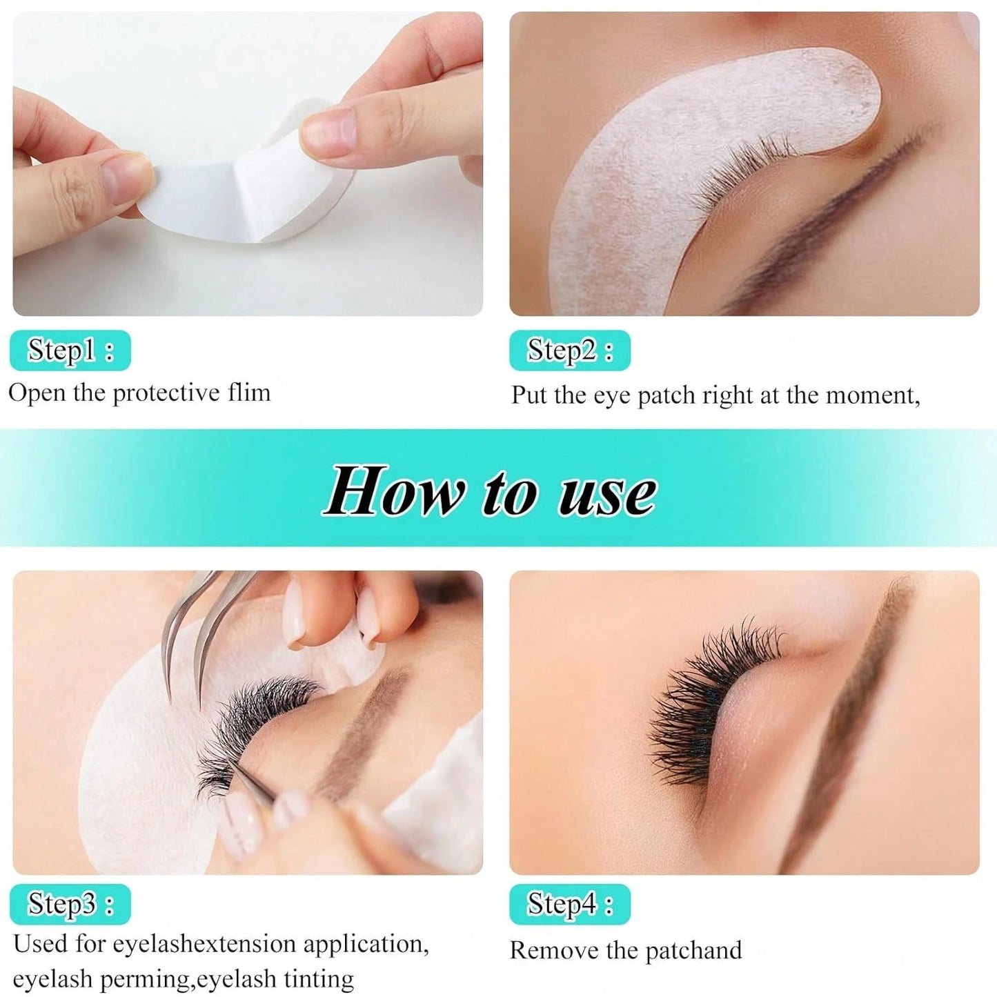 50 Pairs Under Eye Pads, Eyelash Extension Gel Patches, Lint Free DIY False Lash Extension Beauty Makeup Hydrogel Gel Eye Patches Lash Supplies