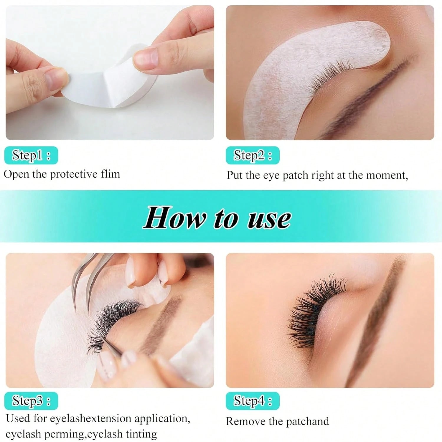 50 Pairs Under Eye Pads, Eyelash Extension Gel Patches, Lint Free DIY False Lash Extension Beauty Makeup Hydrogel Gel Eye Patches Lash Supplies