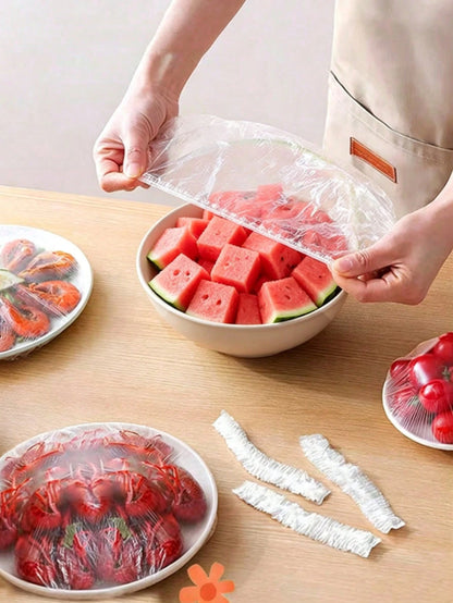 500/100/50pcs Stretchable Food Preservation Covers (Random Packaging), Easy-To-Use Vegetable Covers, Refrigerator Freshness And Moisture Retention Tool, Alternative To Plastic Bags, Fruit Preservation