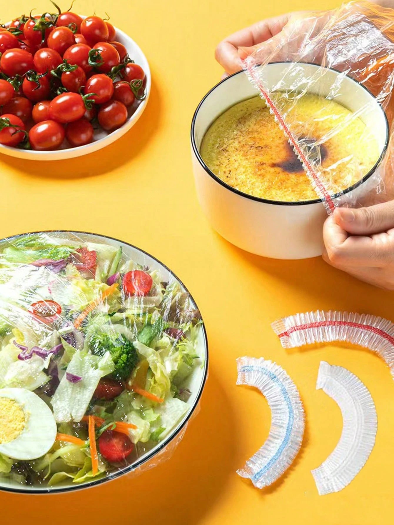 500/100/50pcs Stretchable Food Preservation Covers (Random Packaging), Easy-To-Use Vegetable Covers, Refrigerator Freshness And Moisture Retention Tool, Alternative To Plastic Bags, Fruit Preservation