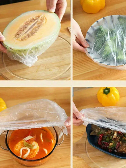 500/100/50pcs Stretchable Food Preservation Covers (Random Packaging), Easy-To-Use Vegetable Covers, Refrigerator Freshness And Moisture Retention Tool, Alternative To Plastic Bags, Fruit Preservation