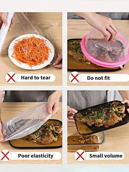 500/100/50pcs Stretchable Food Preservation Covers (Random Packaging), Easy-To-Use Vegetable Covers, Refrigerator Freshness And Moisture Retention Tool, Alternative To Plastic Bags, Fruit Preservation