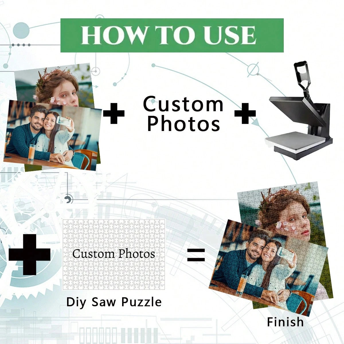 500/1000 Piece Custom Photo Puzzle- Personalized Portrait, Perfect For Birthdays, Anniversaries, Weddings, Valentine's Day- A Challenging Puzzle For Couples, Families, And Pet Lovers- Create Treasu