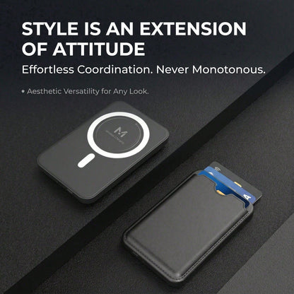 5000mAh Lightweight Magnetic Portable Charger, Ultra Slim Wireless Power Bank With Card Wallet, 15W Wireless Charging & 22.5W Wired Fast Charging, Compact Battery Pack For IPhone 12 13 14 15 Pro Max P
