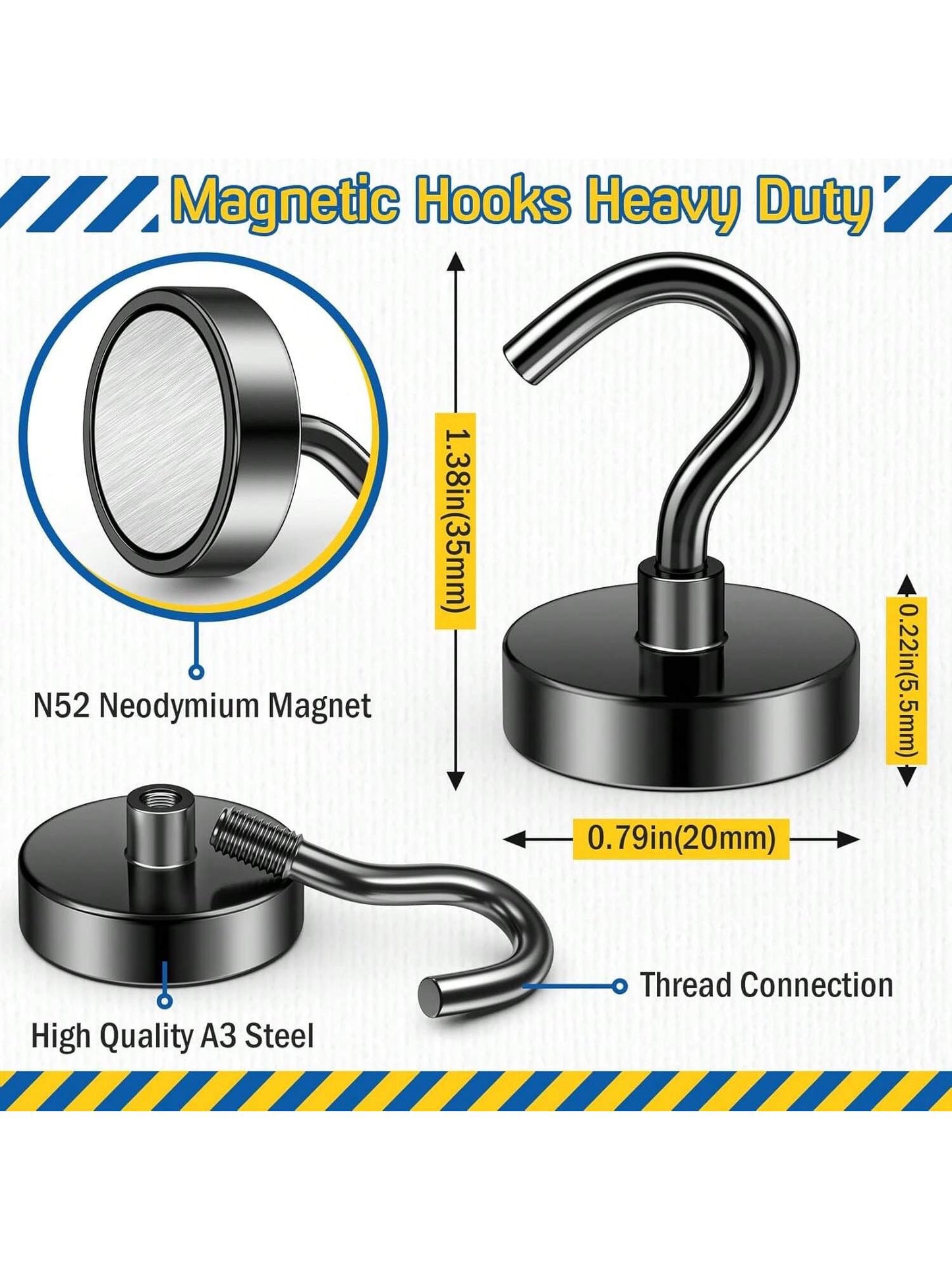 50lb Heavy Duty Magnetic Hooks, Magnet With Hooks, For Cruise Cabins, Classrooms, Offices, Grilling, Heavy Duty Magnetic Metal Hooks Suitable For Refrigerators