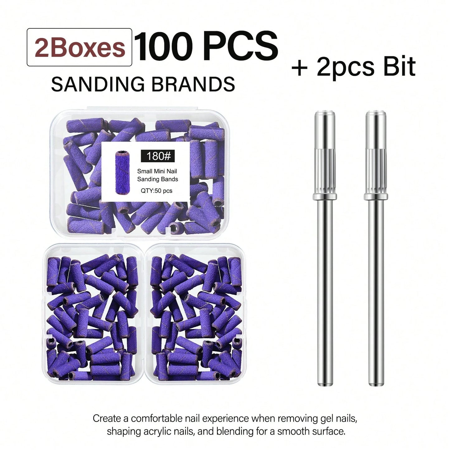 50Pcs Mini Nail Sanding Bands With Mandrel Bit, Available In 180/240 Grit Options, Fits Most Nail Drills For Acrylic Gel Shaping & Removal, For Home Salon & Beginners, Practical Supply For Fall Manicu