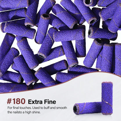 50Pcs Mini Nail Sanding Bands With Mandrel Bit, Available In 180/240 Grit Options, Fits Most Nail Drills For Acrylic Gel Shaping & Removal, For Home Salon & Beginners, Practical Supply For Fall Manicu
