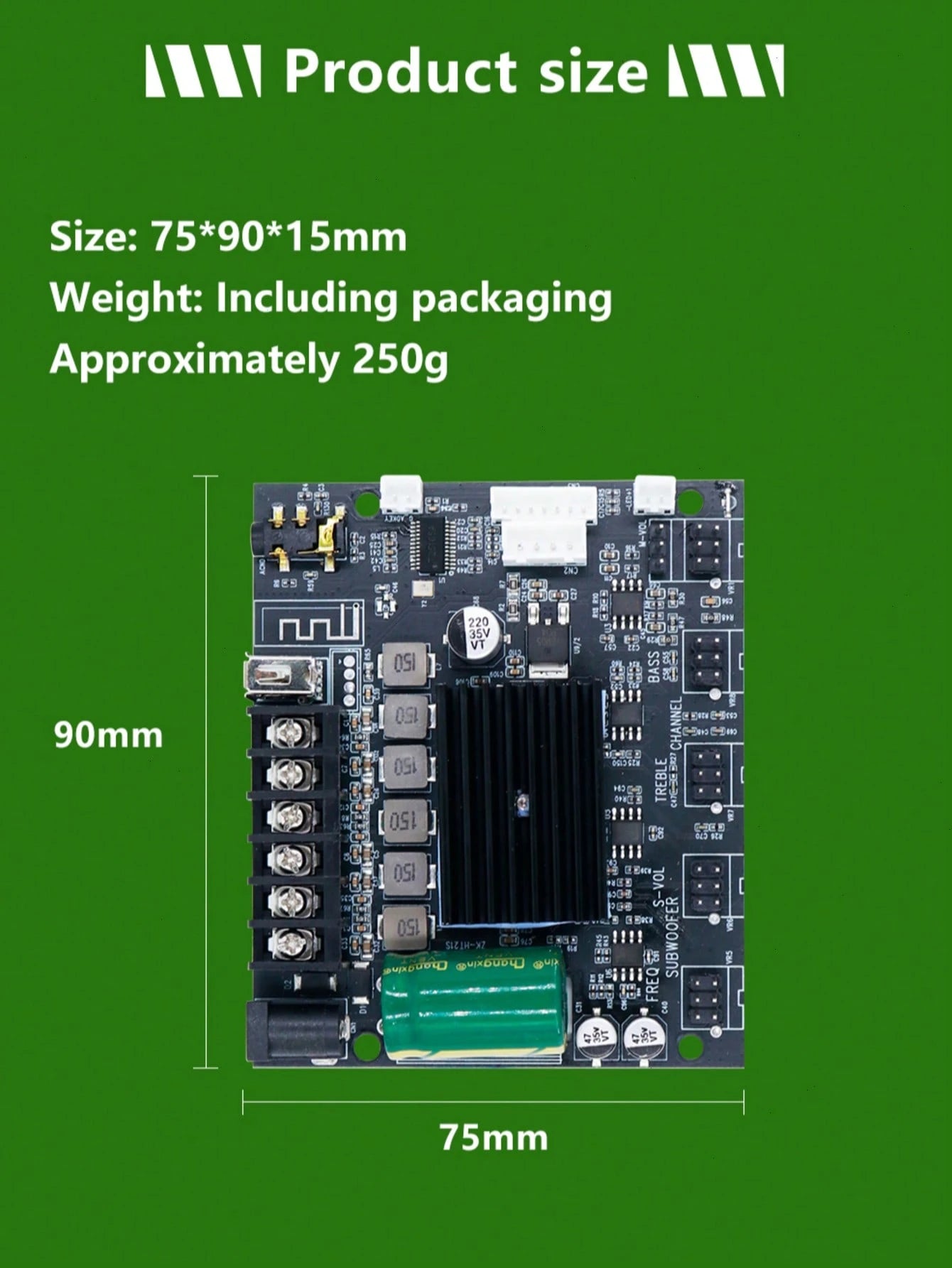 50W*50W*100W Car Power Amplifier Board- High Power Digital Audio Amplifier Module, 2.1 Channel Stereo With Bass And Treble Control