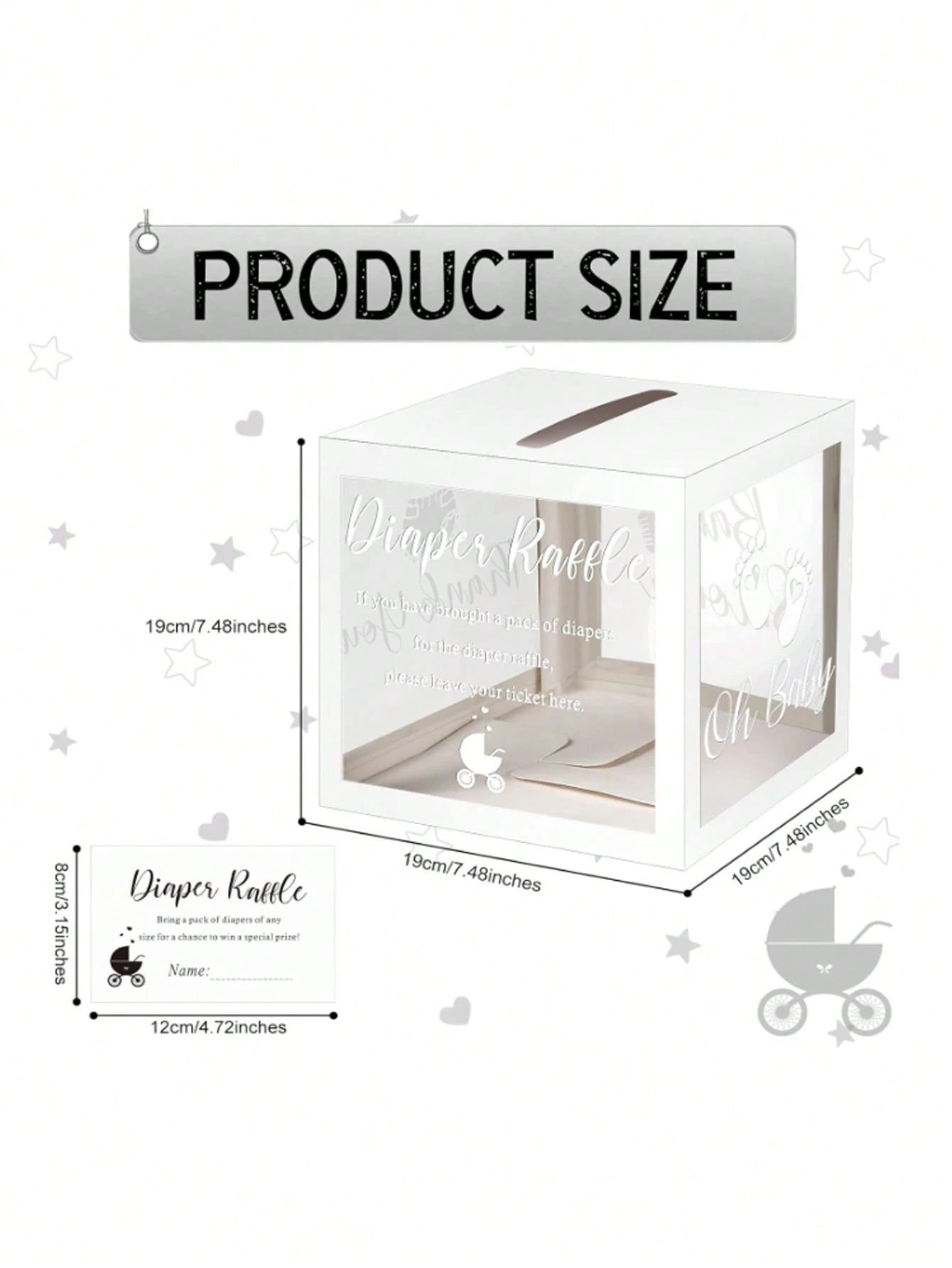 51pcs/Set Baby Shower Diaper Raffle Box Set- Transparent PVC Raffle Box, Includes "Diaper Raffle" Sign, Suitable For Baby Shower Celebration, Baby Shower Supplies, Party Voting Box, Diaper Box