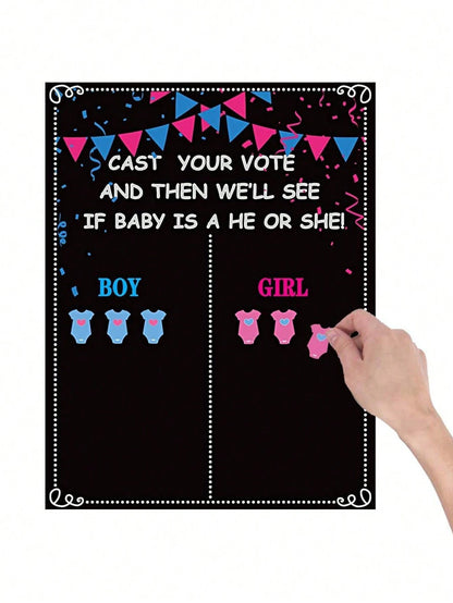 54pcs Gender Reveal Party Decorations- Gender Reveal Voting Game, Gender Reveal Ideas, Boy Or Girl, Baby Shower Party Games, Gender Reveal Voting Party Supplies, Gender Reveal Decorations, Baby Showe