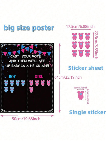 54pcs Gender Reveal Party Decorations- Gender Reveal Voting Game, Gender Reveal Ideas, Boy Or Girl, Baby Shower Party Games, Gender Reveal Voting Party Supplies, Gender Reveal Decorations, Baby Showe