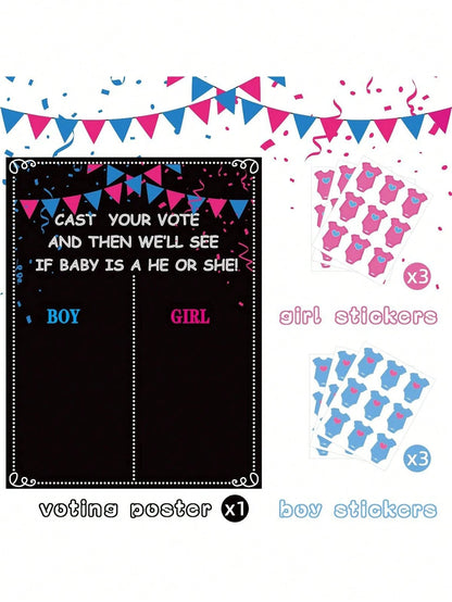 54pcs Gender Reveal Party Decorations- Gender Reveal Voting Game, Gender Reveal Ideas, Boy Or Girl, Baby Shower Party Games, Gender Reveal Voting Party Supplies, Gender Reveal Decorations, Baby Showe