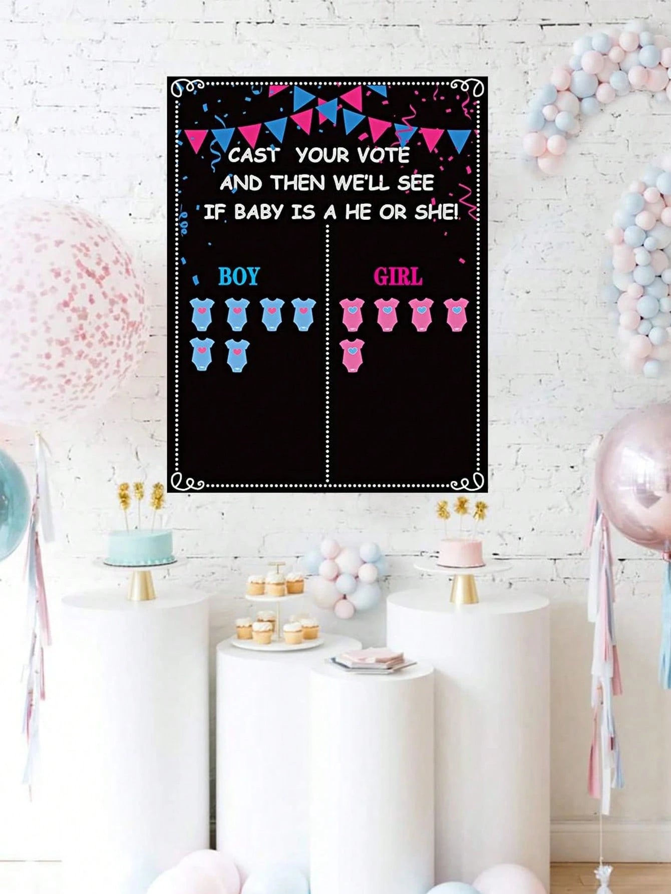 54pcs Gender Reveal Party Decorations- Gender Reveal Voting Game, Gender Reveal Ideas, Boy Or Girl, Baby Shower Party Games, Gender Reveal Voting Party Supplies, Gender Reveal Decorations, Baby Showe