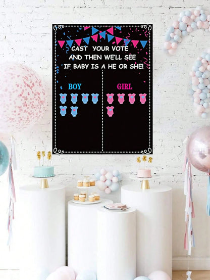 54pcs Gender Reveal Party Decorations- Gender Reveal Voting Game, Gender Reveal Ideas, Boy Or Girl, Baby Shower Party Games, Gender Reveal Voting Party Supplies, Gender Reveal Decorations, Baby Showe