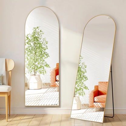 59"X16" Arched Full Length Mirror Freestading Full Body Floor Mirror, Gold