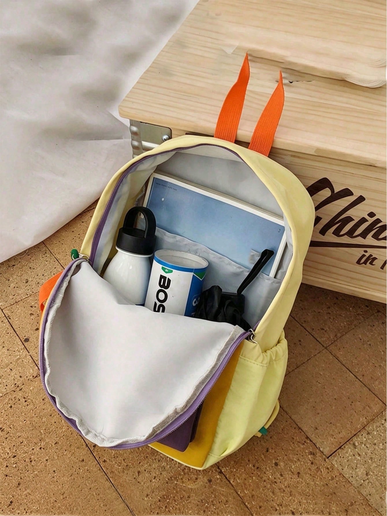 5pcs/1pc Practical Colorblock Backpack, Easy-Access Soft Daily Use Bag, Suitable For Adults, Elegant Student Bag, Sports Outdoor Travel Backpack, Casual School Bag, Neat Office Document Storage Tool