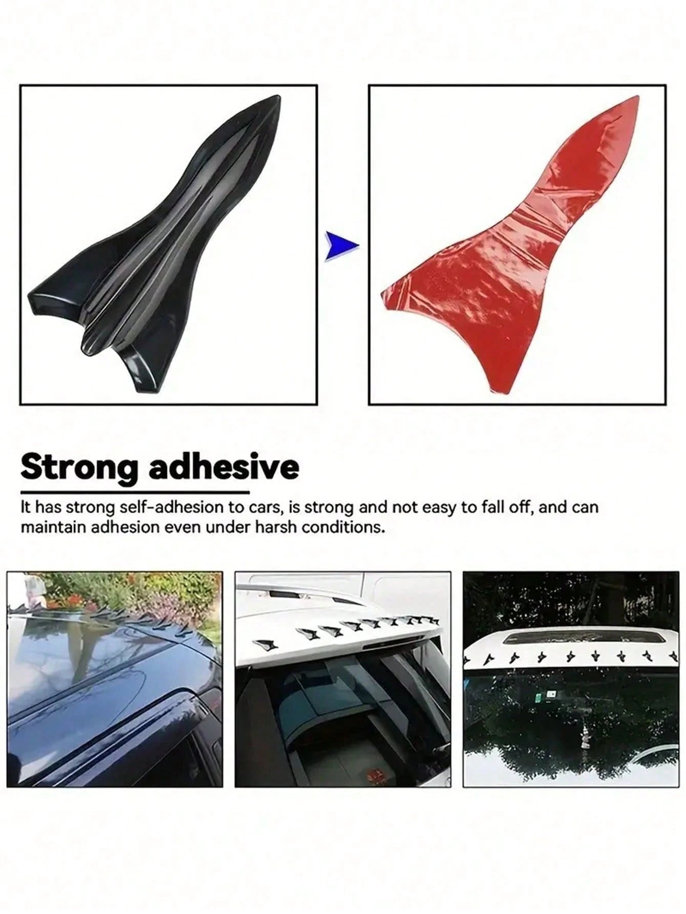 5pcs Carbon Fiber Black Shark Fin Car Roof Decorative Pieces, Fashionable Bumper Decor, Enhance Exterior Appearance, Auto Accessories
