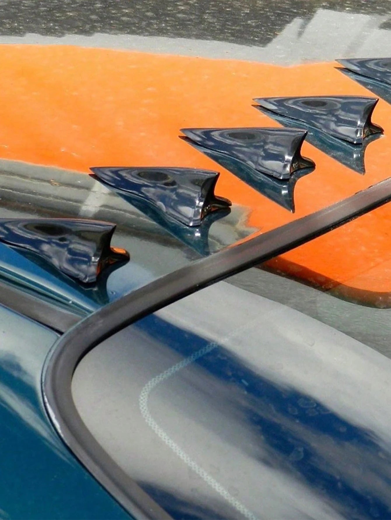 5pcs Carbon Fiber Black Shark Fin Car Roof Decorative Pieces, Fashionable Bumper Decor, Enhance Exterior Appearance, Auto Accessories
