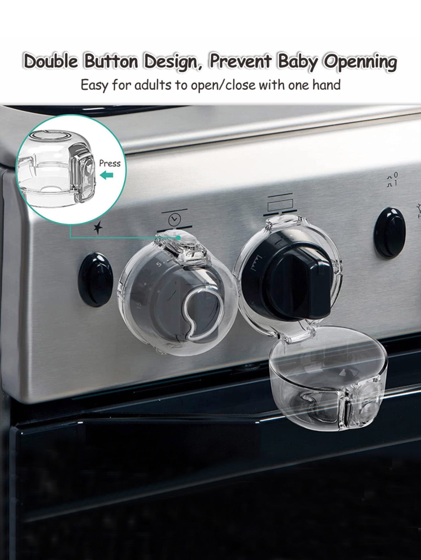 5pcs Clear View Heat Resistant Child Proof Stove Knob Covers, Children Kitchen Safety Guard Stove Oven Lock Baby Shower Family Decorations Gifts