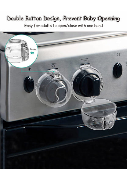 5pcs Clear View Heat Resistant Child Proof Stove Knob Covers, Children Kitchen Safety Guard Stove Oven Lock Baby Shower Family Decorations Gifts