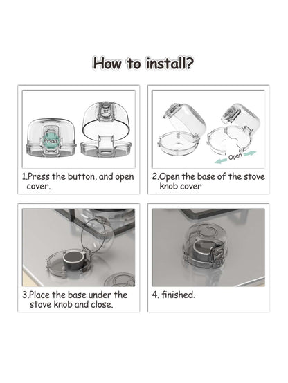 5pcs Clear View Heat Resistant Child Proof Stove Knob Covers, Children Kitchen Safety Guard Stove Oven Lock Baby Shower Family Decorations Gifts