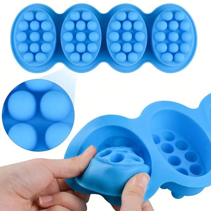 5PCS Massage Soap Mold Set, 4 Cavities Silicone Soap Mold For Soap Making, Lotion Bars Molding Soap Making Tool Supplies, Handmade Hair Brush Shampoo Bar Molds