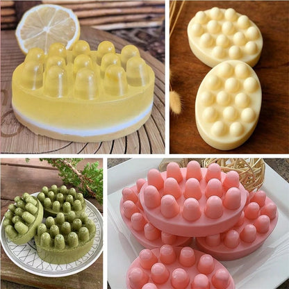 5PCS Massage Soap Mold Set, 4 Cavities Silicone Soap Mold For Soap Making, Lotion Bars Molding Soap Making Tool Supplies, Handmade Hair Brush Shampoo Bar Molds