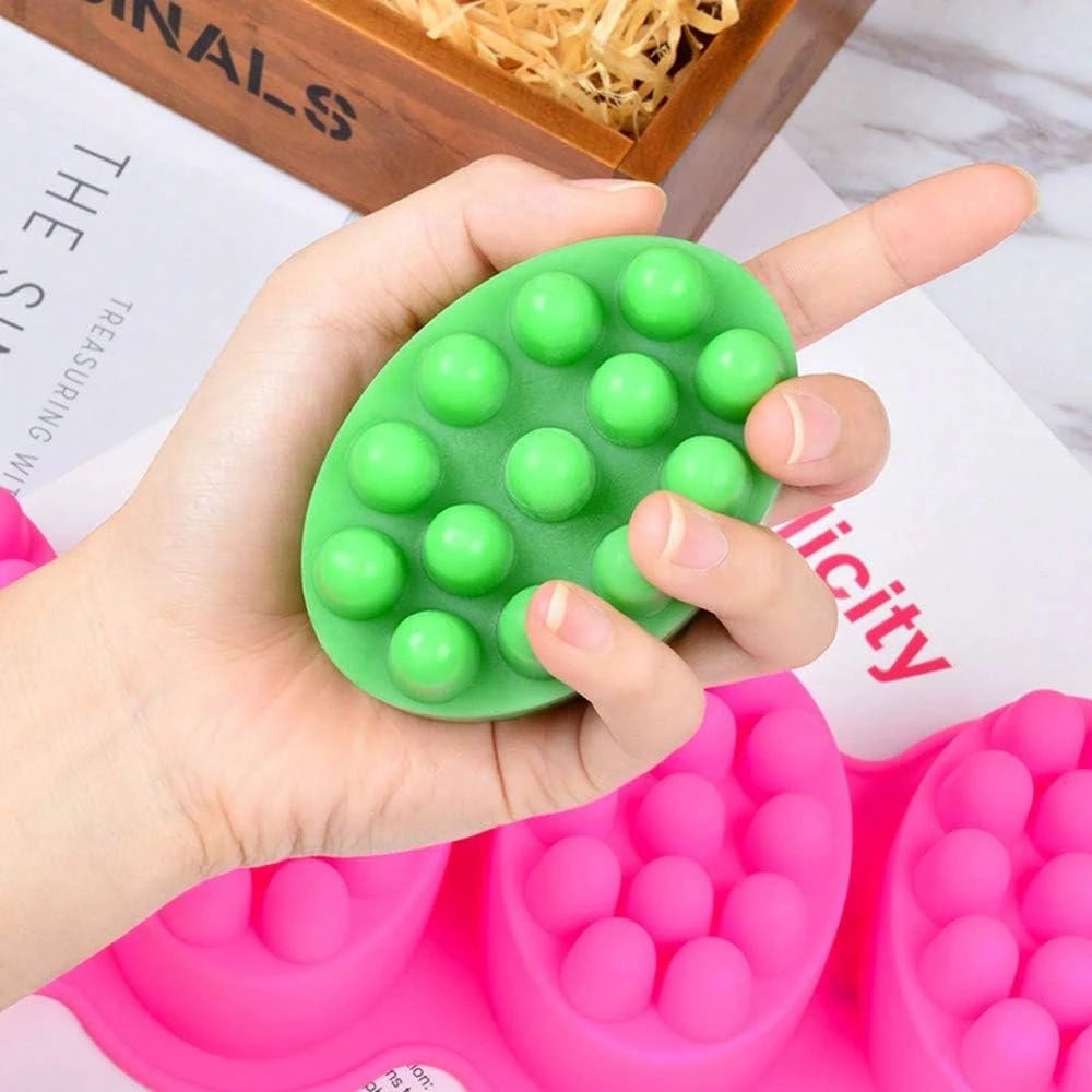 5PCS Massage Soap Mold Set, 4 Cavities Silicone Soap Mold For Soap Making, Lotion Bars Molding Soap Making Tool Supplies, Handmade Hair Brush Shampoo Bar Molds