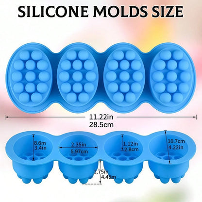 5PCS Massage Soap Mold Set, 4 Cavities Silicone Soap Mold For Soap Making, Lotion Bars Molding Soap Making Tool Supplies, Handmade Hair Brush Shampoo Bar Molds